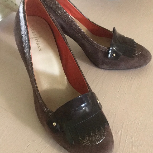 Cole Haan Oxford High Heels in Brown Suede - Picture 1 of 8